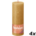 Lot de 4 bougies piliers - Hauteur 19 cm - Diamètre 6,8 cm - Style rustique - Jaune miel