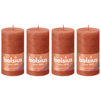 4er-Set Stumpenkerze - Höhe 13 cm - Durchmesser 6,8 cm - Rustik - Herbstliches Orange