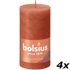 4er-Set Stumpenkerze - Höhe 13 cm - Durchmesser 6,8 cm - Rustik - Herbstliches Orange