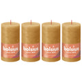 Lot de 4 bougies piliers - Hauteur 13 cm - Diamètre 6,8 cm - Style rustique - Jaune miel