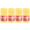 Set of 4 pillar candles - Height 13 cm - Diameter 6.8 cm - Rustic - Sunny yellow