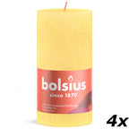 Set of 4 pillar candles - Height 13 cm - Diameter 6.8 cm - Rustic - Sunny yellow