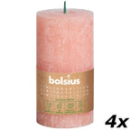 4er-Set Stumpenkerze - Höhe 13 cm - Durchmesser 6,8 cm - Rustik - Erde