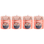 Set of 4 pillar candles - Height 8 cm - Diameter 6.8 cm - Rustic print - Misty pink - Tree