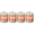 Lot de 4 bougies piliers - Hauteur 8 cm - Diamètre 6,8 cm - Style rustique - Vert brumeux