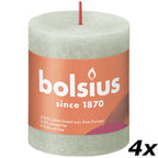 Lot de 4 bougies piliers - Hauteur 8 cm - Diamètre 6,8 cm - Style rustique - Vert brumeux