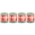 Lot de 4 bougies piliers - Hauteur 8 cm - Diamètre 6,8 cm - Style rustique - Vert jade