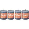 Lot de 4 bougies piliers - Hauteur 8 cm - Diamètre 6,8 cm - Style rustique - Bleu hortensia