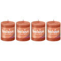 Set of 4 pillar candles - Height 8 cm - Diameter 6.8 cm - Rustic - Autumnal Orange