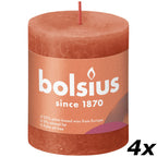 Set of 4 pillar candles - Height 8 cm - Diameter 6.8 cm - Rustic - Autumnal Orange