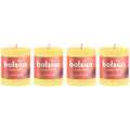 Set of 4 pillar candles - Height 8 cm - Diameter 6.8 cm - Rustic - Sunny Yellow