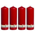 4er-Set Stumpenkerze - Höhe 30 cm - Durchmesser 9,8 cm - Rot