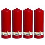 4er-Set Stumpenkerze - Höhe 30 cm - Durchmesser 9,8 cm - Rot