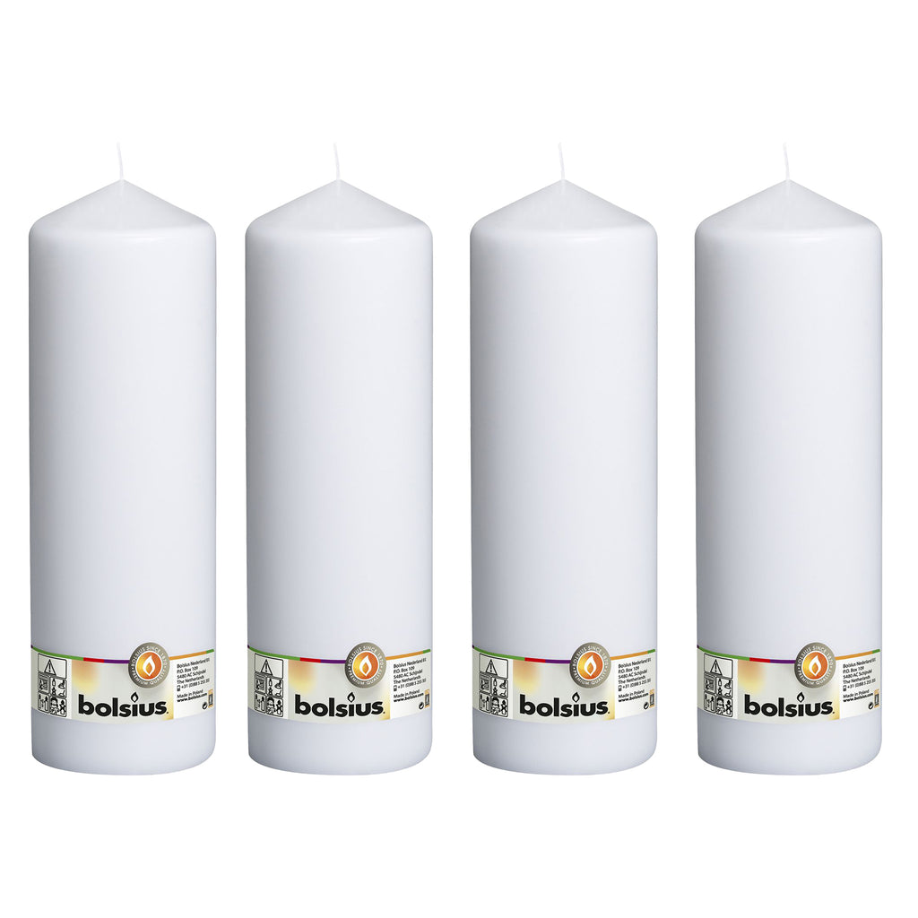 Lot de 4 bougies piliers - Hauteur 30 cm - Diamètre 9,8 cm - Blanches