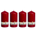 Lot de 4 bougies piliers - Hauteur 20 cm - Diamètre 9,8 cm - Rouge antique