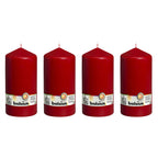 4er-Set Stumpenkerze - Höhe 20 cm - Durchmesser 9,8 cm - Rot