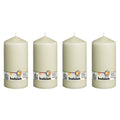 Lot de 4 bougies piliers - Hauteur 20 cm - Diamètre 9,8 cm - Ivoire