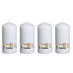 4er-Set Stumpenkerze - Höhe 20 cm - Durchmesser 9,8 cm - Weiß