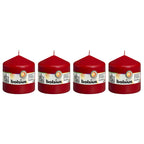 4er-Set Stumpenkerze - Höhe 10 cm - Durchmesser 9,8 cm - Rot