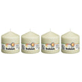 Lot de 4 bougies piliers - Hauteur 10 cm - Diamètre 9,8 cm - Ivoire