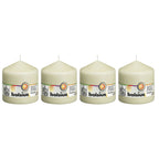 Lot de 4 bougies piliers - Hauteur 10 cm - Diamètre 9,8 cm - Ivoire
