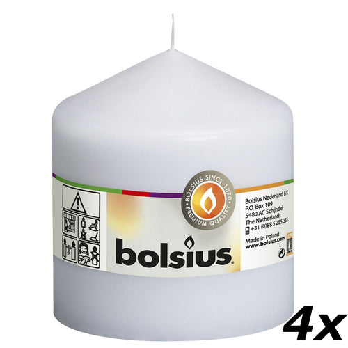 Lot de 4 bougies piliers - Hauteur 10 cm - Diamètre 9,8 cm - Blanches