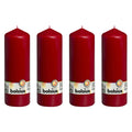 Lot de 4 bougies piliers - Hauteur 20 cm - Diamètre 6,8 cm - Rouge antique
