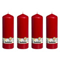 4er-Set Stumpenkerze - Höhe 20 cm - Durchmesser 6,8 cm - Rot