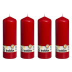 4er-Set Stumpenkerze - Höhe 20 cm - Durchmesser 6,8 cm - Rot