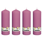 4er-Set Stumpenkerze - Höhe 20 cm - Durchmesser 6,8 cm - Fuchsia