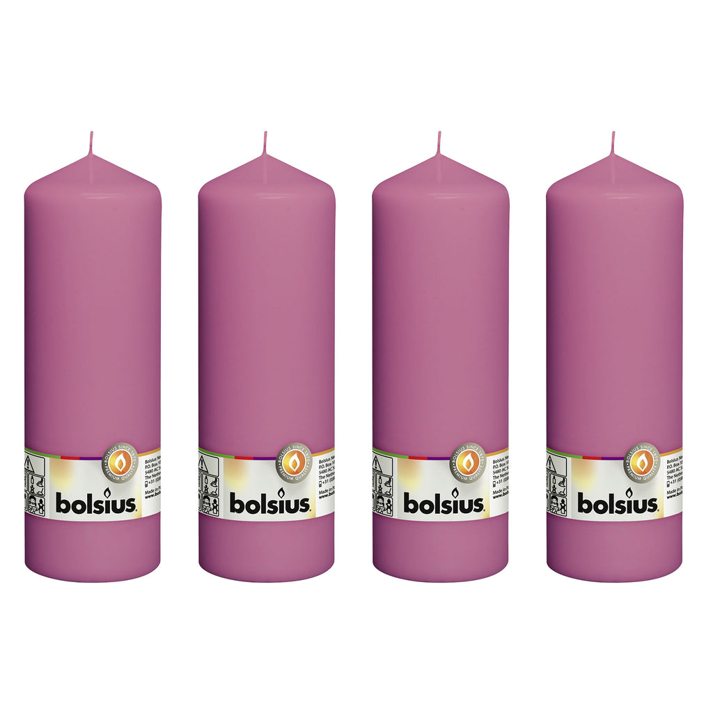 Set of 4 pillar candles - Height 20 cm - Diameter 6.8 cm - Fuchsia