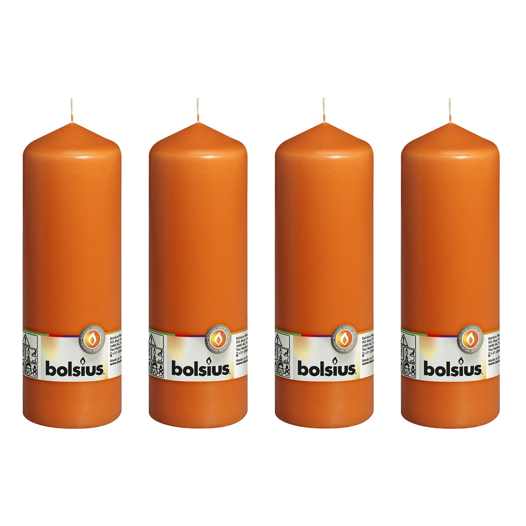 4er-Set Stumpenkerze - Höhe 20 cm - Durchmesser 6,8 cm - Mango