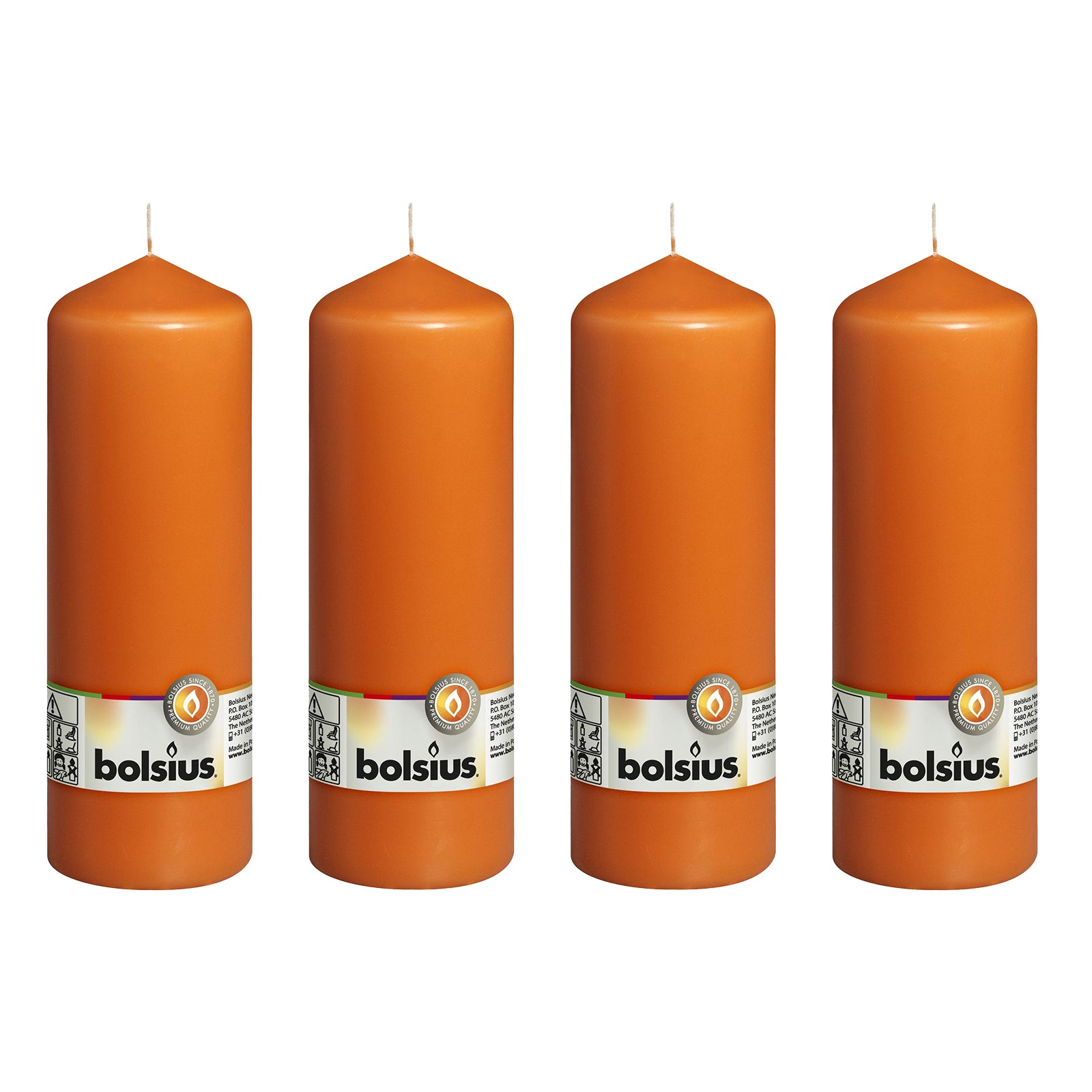 4er-Set Stumpenkerze - Höhe 20 cm - Durchmesser 6,8 cm - Mango