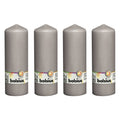 Lot de 4 bougies piliers - Hauteur 20 cm - Diamètre 6,8 cm - Gris chaud