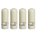 Lot de 4 bougies piliers - Hauteur 20 cm - Diamètre 6,8 cm - Ivoire