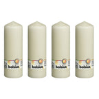 Lot de 4 bougies piliers - Hauteur 20 cm - Diamètre 6,8 cm - Ivoire