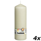 Lot de 4 bougies piliers - Hauteur 20 cm - Diamètre 6,8 cm - Ivoire