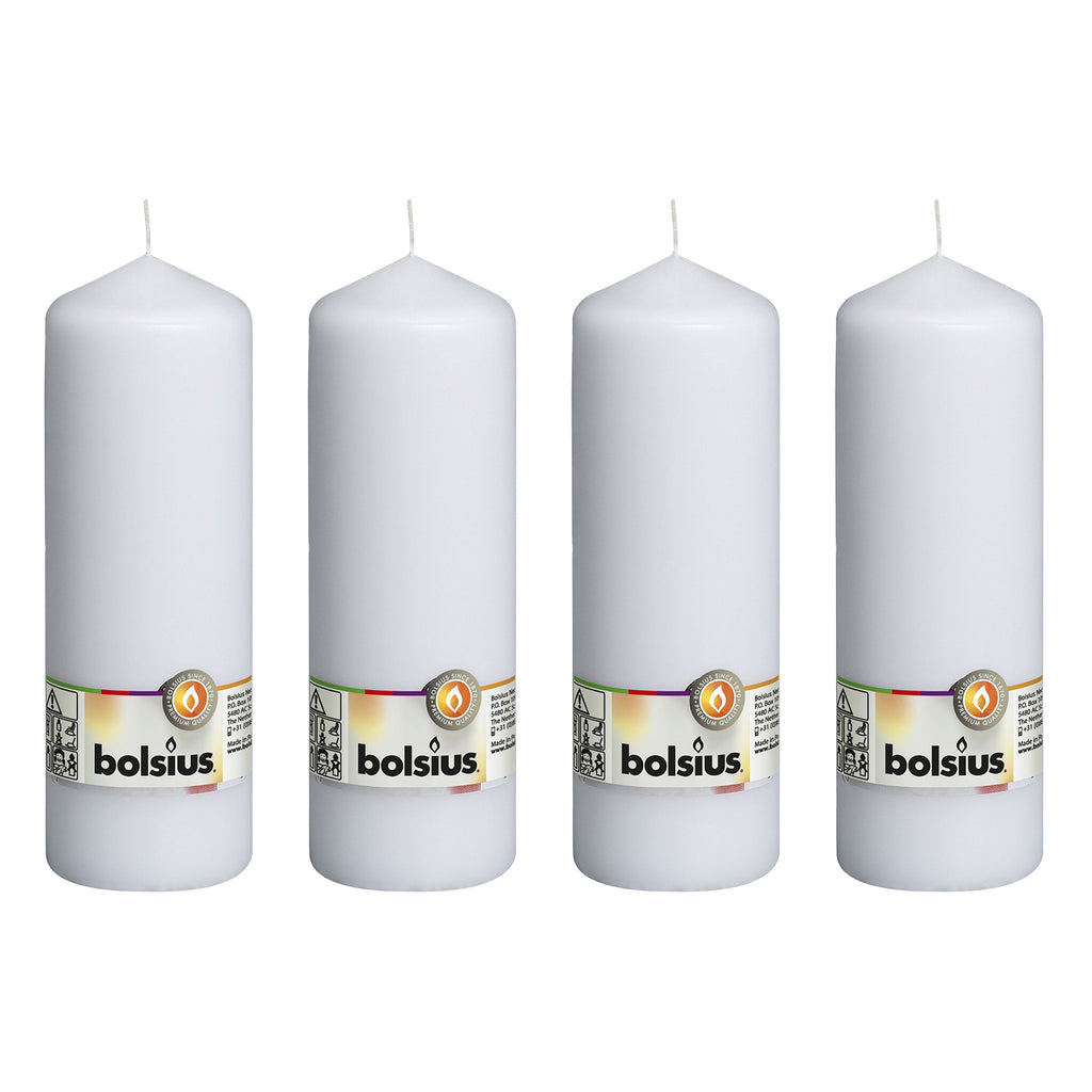 4er-Set Stumpenkerze - Höhe 20 cm - Durchmesser 6,8 cm - Weiß
