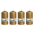 4er-Set Stumpenkerze - Höhe 13 cm - Durchmesser 6,8 cm - Gold