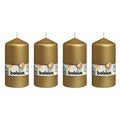 Set of 4 pillar candles - Height 13 cm - Diameter 6.8 cm - Gold