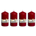 Lot de 4 bougies piliers - Hauteur 13 cm - Diamètre 6,8 cm - Rouge antique