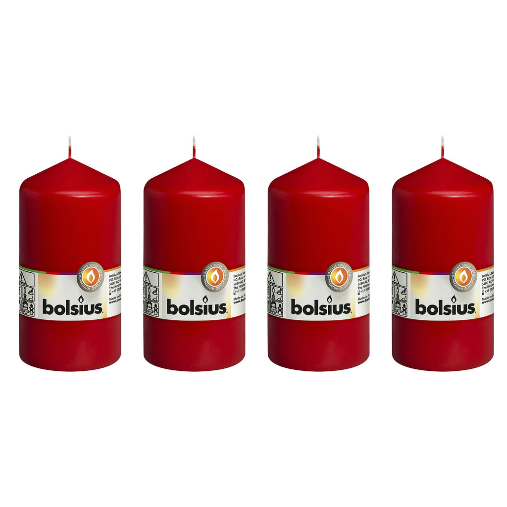 4er-Set Stumpenkerze - Höhe 13 cm - Durchmesser 6,8 cm - Rot