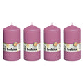 4er-Set Stumpenkerze - Höhe 13 cm - Durchmesser 6,8 cm - Fuchsia