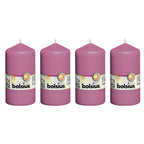 4er-Set Stumpenkerze - Höhe 13 cm - Durchmesser 6,8 cm - Fuchsia