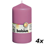 4er-Set Stumpenkerze - Höhe 13 cm - Durchmesser 6,8 cm - Fuchsia