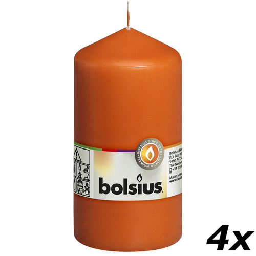 Lot de 4 bougies piliers - Hauteur 13 cm - Diamètre 6,8 cm - Mangue