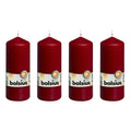 Lot de 4 bougies piliers - Hauteur 15 cm - Diamètre 5,8 cm - Rouge antique