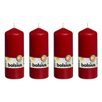 4er-Set Stumpenkerze - Höhe 15 cm - Durchmesser 5,8 cm - Rot