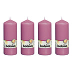 4er-Set Stumpenkerze - Höhe 15 cm - Durchmesser 5,8 cm - Fuchsia