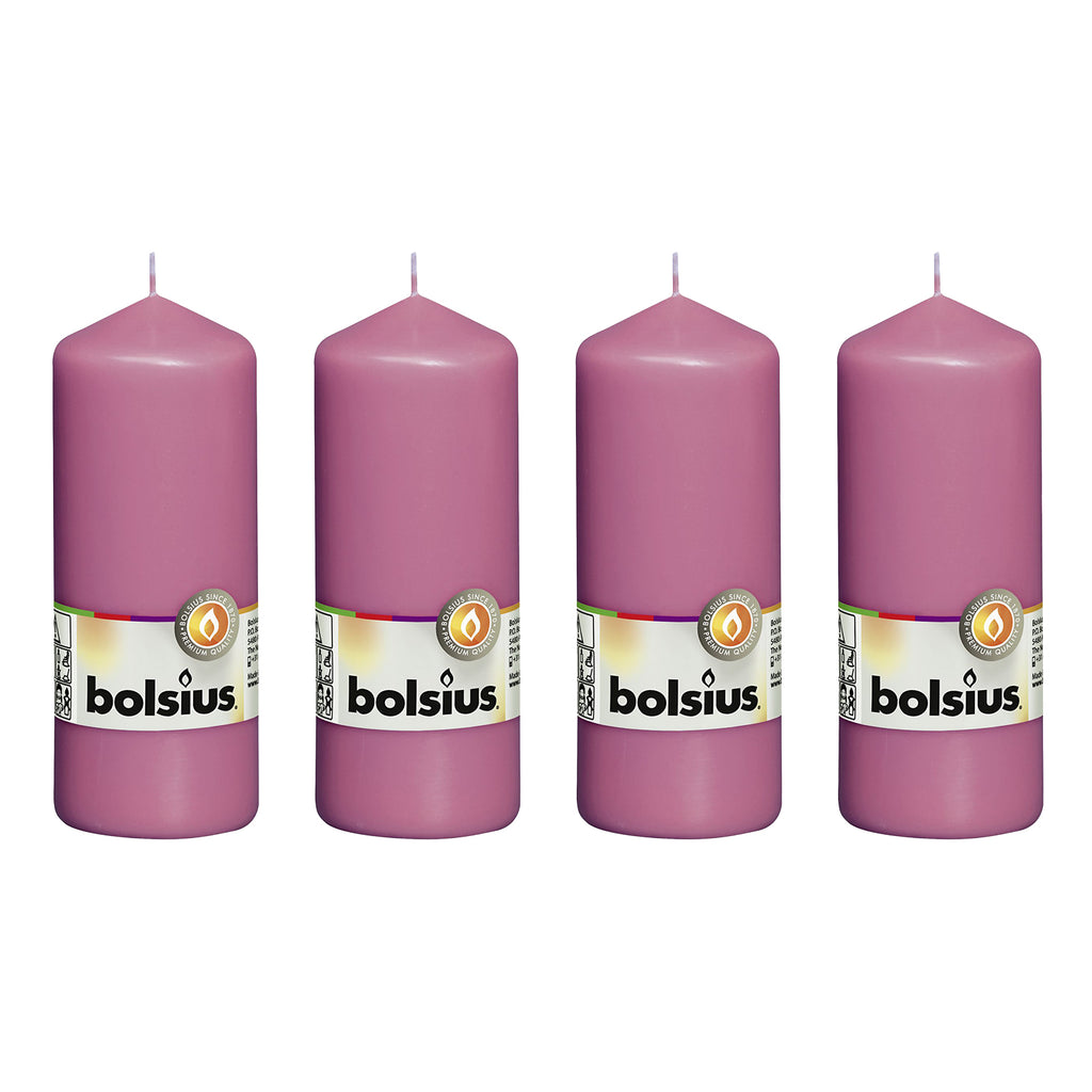 Set of 4 pillar candles - Height 15 cm - Diameter 5.8 cm - Fuchsia